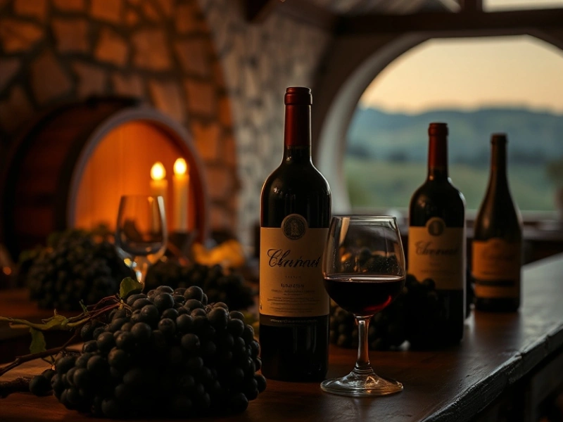 Mesa com vinhos